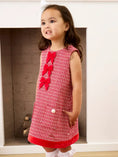 Load image into Gallery viewer, Red Shimmer Tweed Sleeveless Bow Fur Dress
