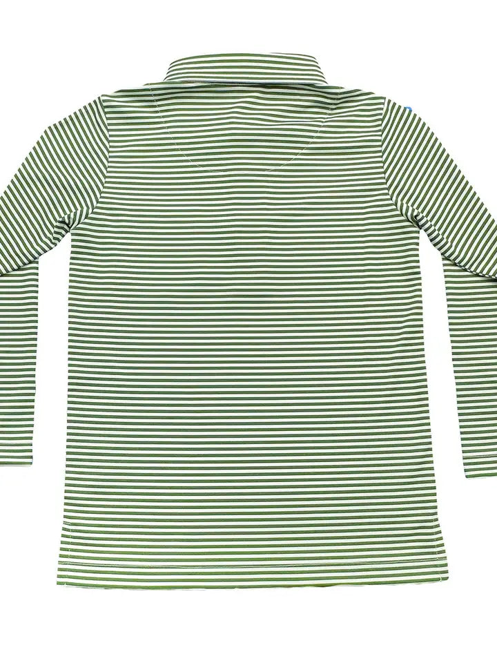 Inshore Boys Green Stripe Performance Polo