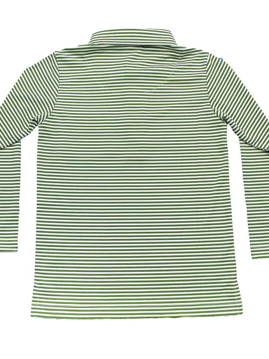 Inshore Boys Green Stripe Performance Polo