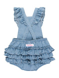 Load image into Gallery viewer, Light Wash Denim Flutter Overall
