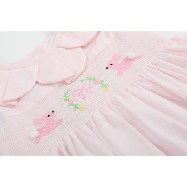 Pink Petal  Collared Smocked Dress