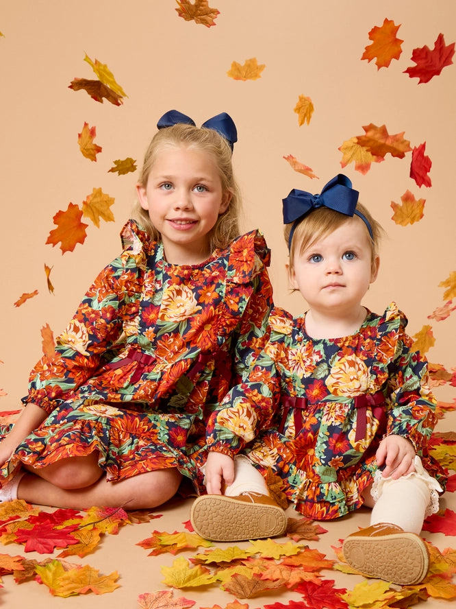 Autumn Blooms Long Sleeve Bow Swing Top & Ruffle Bloomer Set