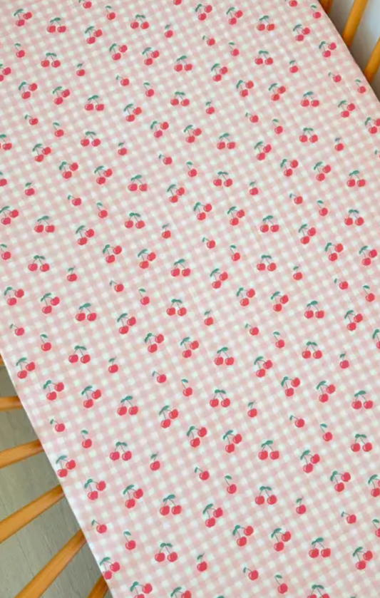 Cherry Muslin Crib Sheet