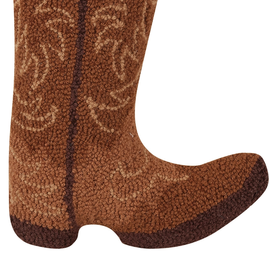 Brown Cowboy Boot Hook Pillow