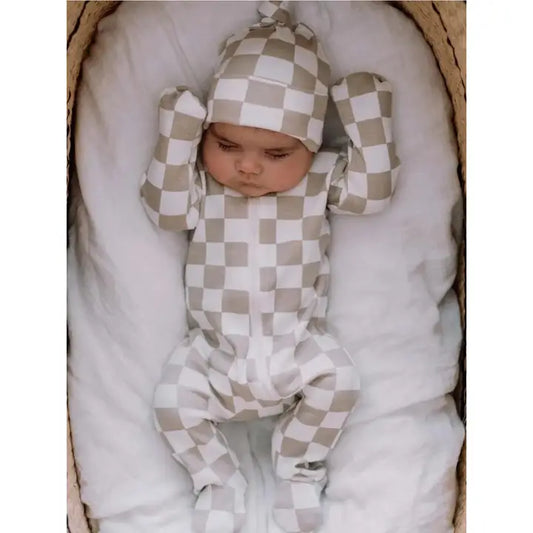 Tiramisu Checkerboard Organic Beanie One Size