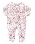 Load image into Gallery viewer, Bows in Bloom Ruffle Zipper Footie
