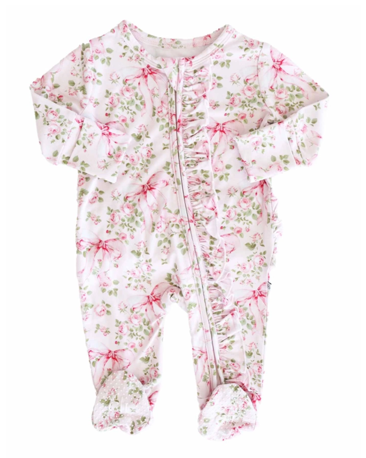 Bows in Bloom Ruffle Zipper Footie