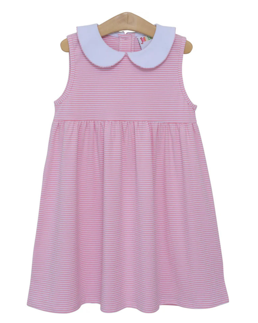 Charlotte Sleeveless Dress- Light Pink Stripe