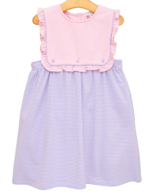 Amelia Dress- Pink and Lavender Stripe