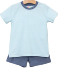 Load image into Gallery viewer, Graham Short Set- Aqua Stripe and Dusty Blue
