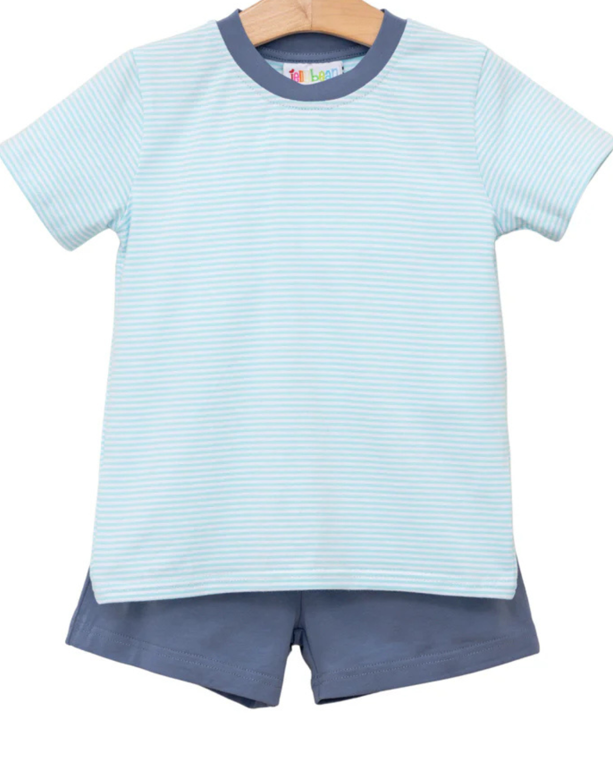 Graham Short Set- Aqua Stripe and Dusty Blue