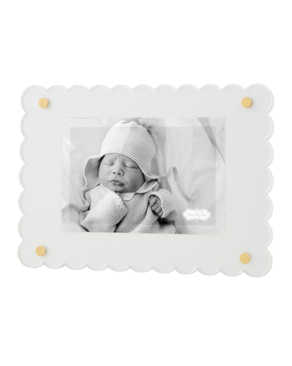 Mud Pie Scalloped Acrylic Frame - White