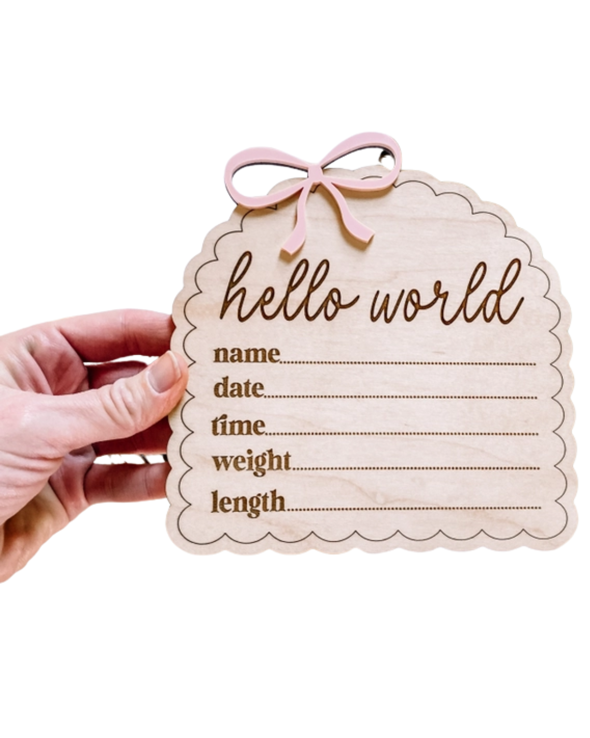 Hello World Birth Stat Sign | Dainty Bow