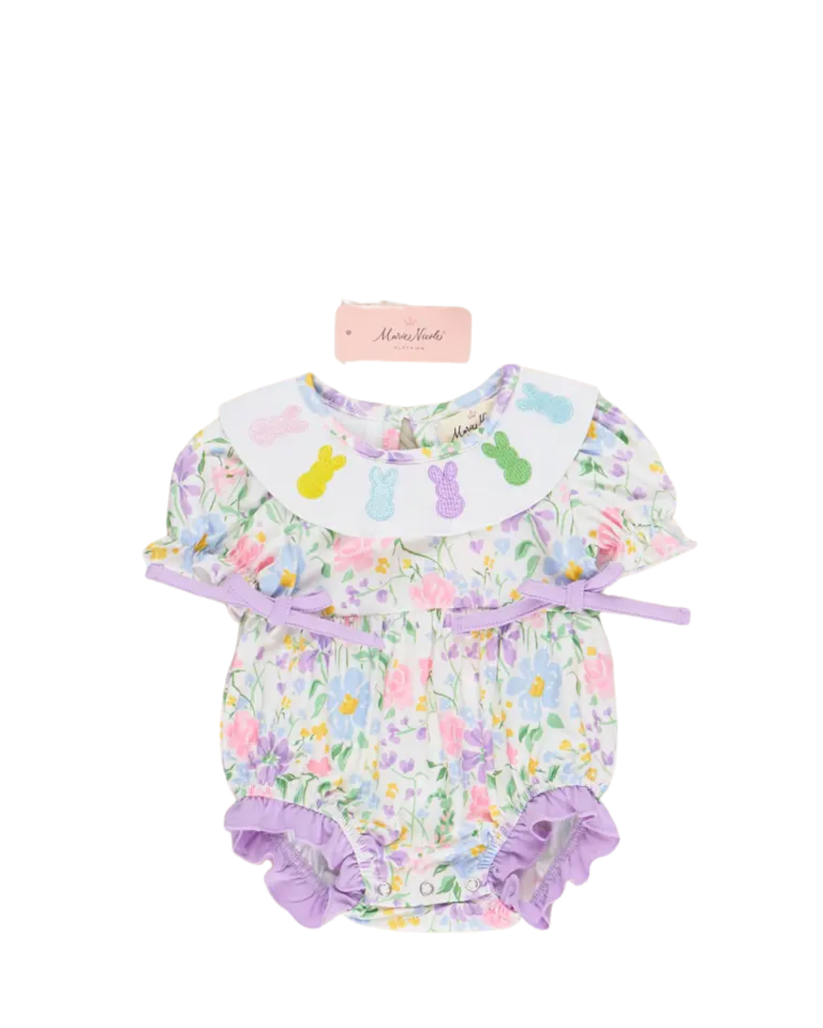 Bunny Floral Embroidered Ruffle Romper