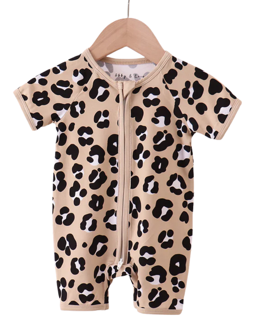 Leopard Bamboo Short Romper