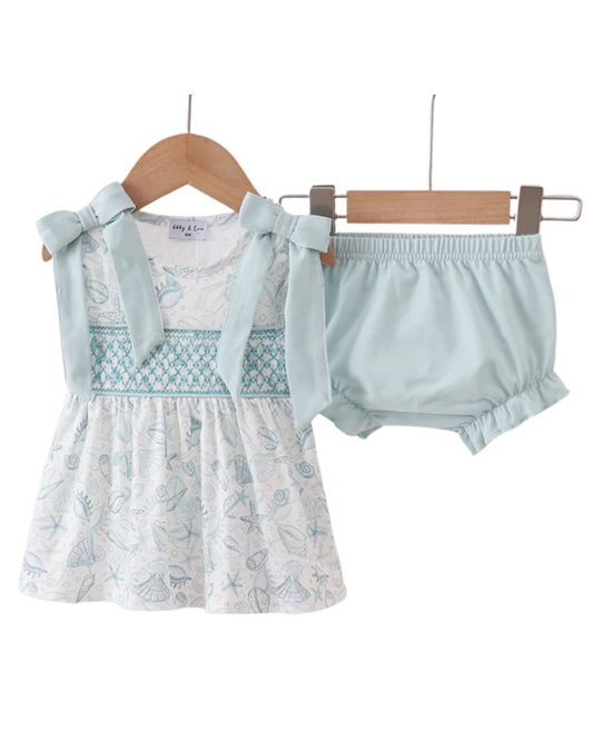 Sea Shell Smocked Bloomer Set