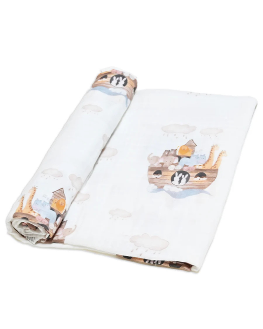 Noah's Ark Baby Muslin Swaddle Blanket