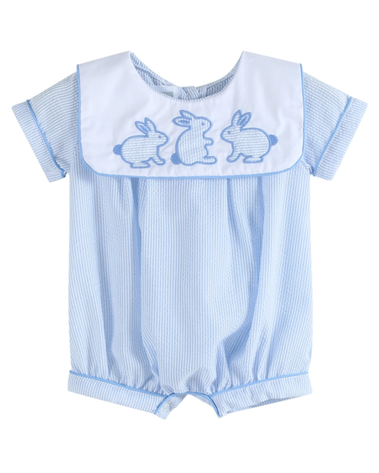 Blue Stripe Bunny Romper