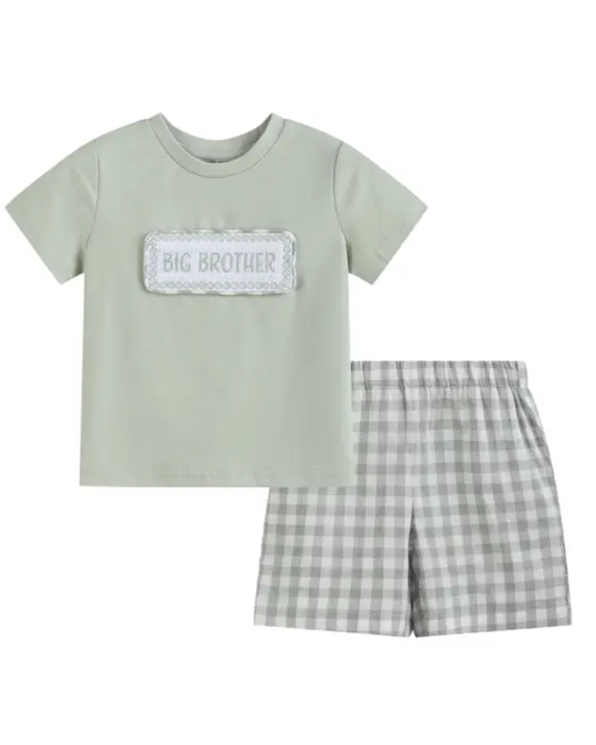 Green Big Brother Smocked Set