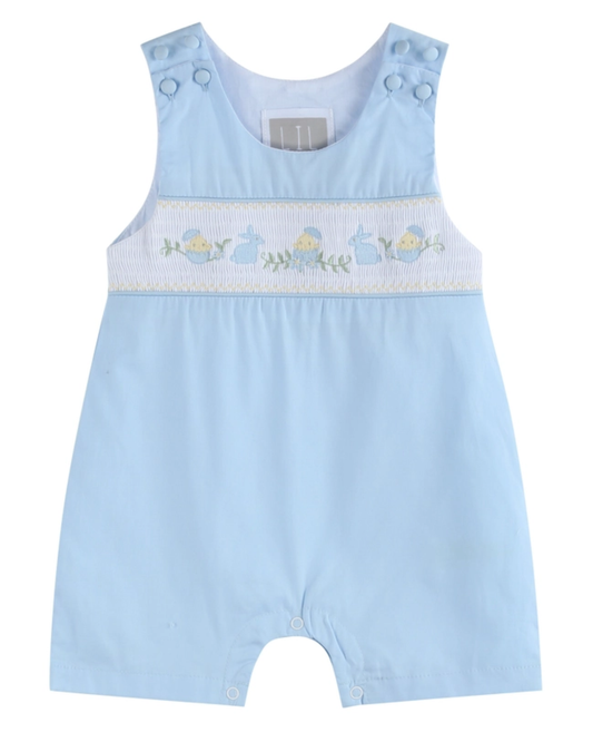 Blue Easter Smocked Shortalls