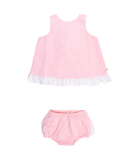 Pink & White Swiss Dot Swing Bloomer Set