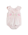 Load image into Gallery viewer, Pink Petal Collared Smocked Bubble Romper
