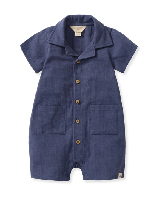 Check Gauze Baby Boy Romper