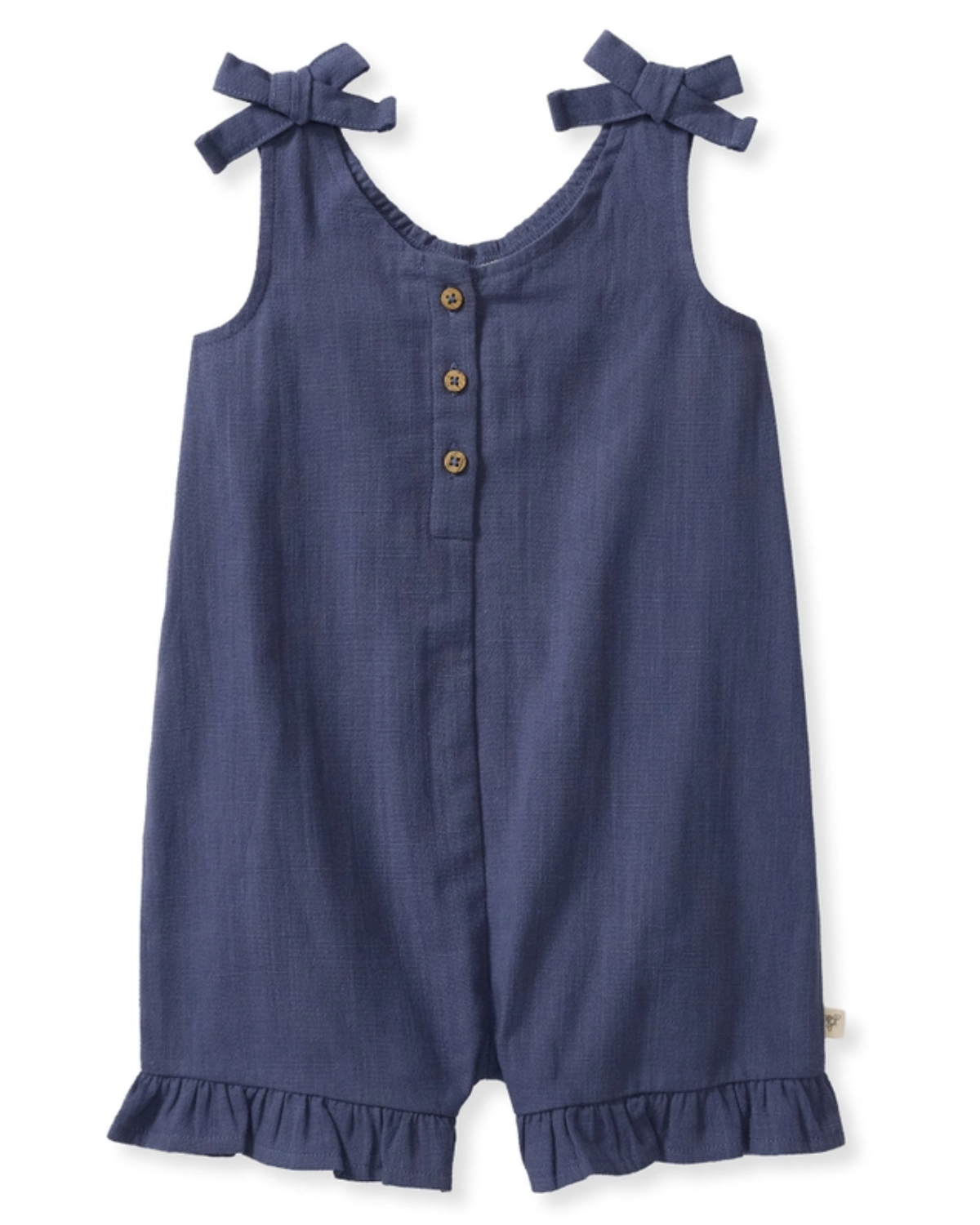 Check Gauze Blue Girl Romper