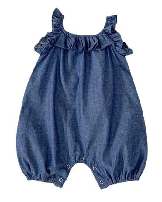 Ruffle Denim Jumpsuit