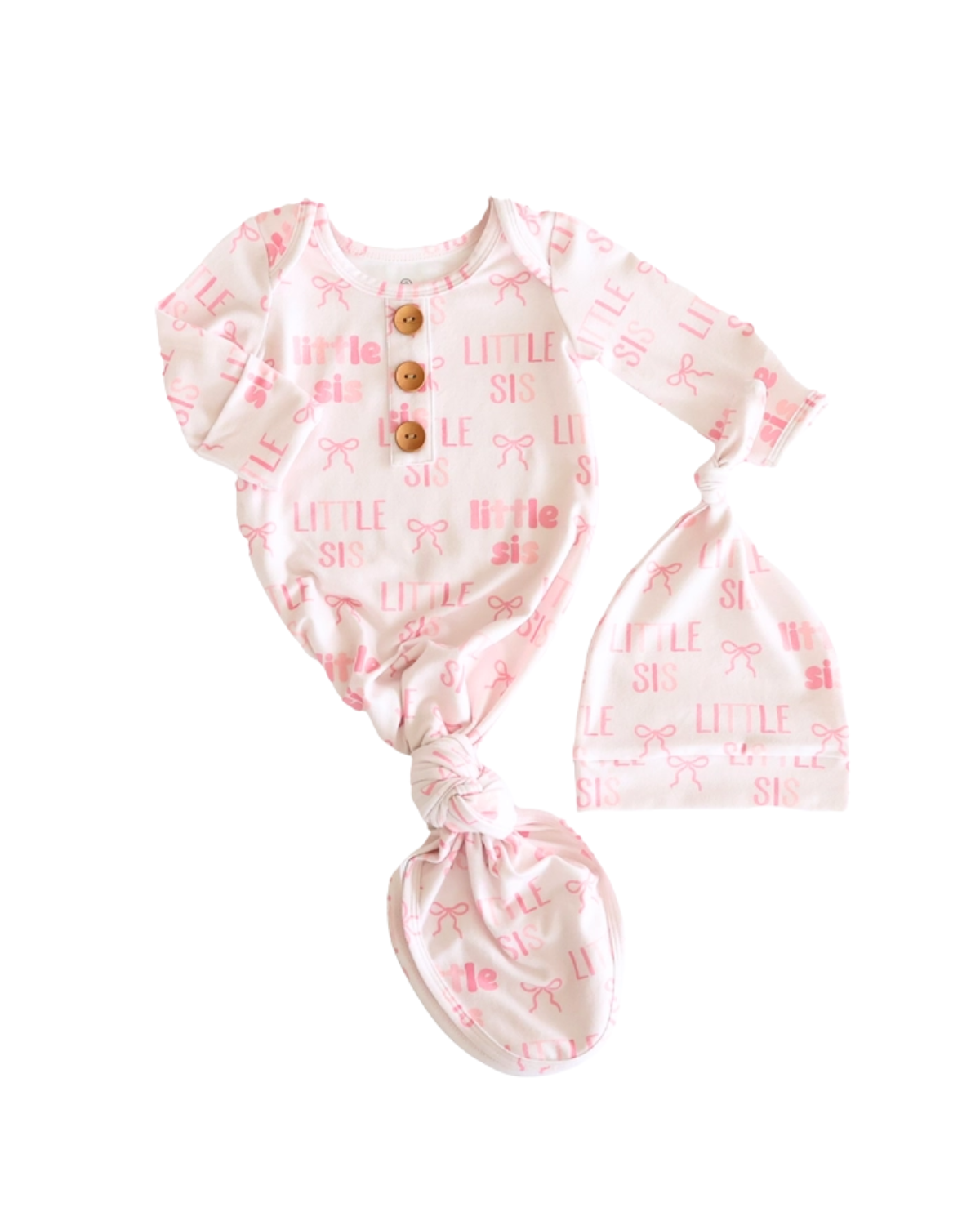 Little Sis Newborn Gown & Hat Set
