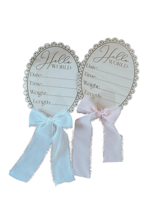 Hello World Baby Birth Announcement Sign