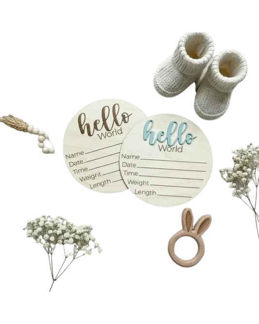 Personalized Baby Birth Announcement Sign (Hello World)