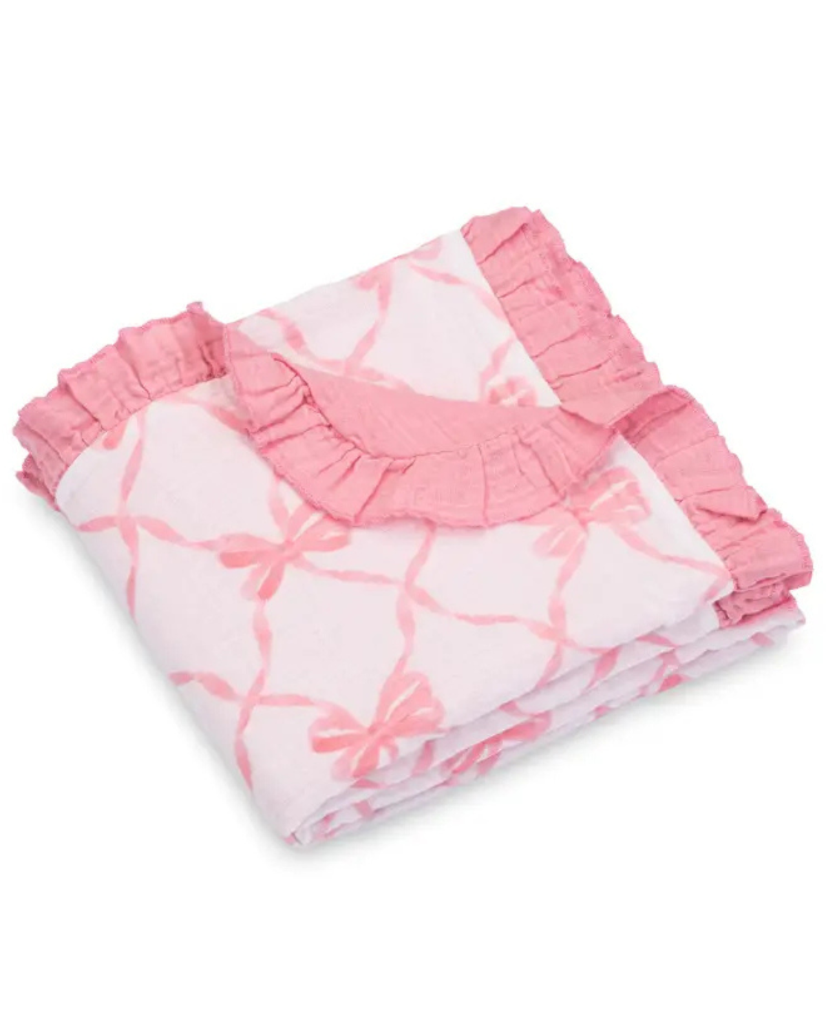 Beautiful Bows Ruffle Baby Muslin Quilt