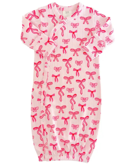 Pink Bows Organic Pointelle Gown