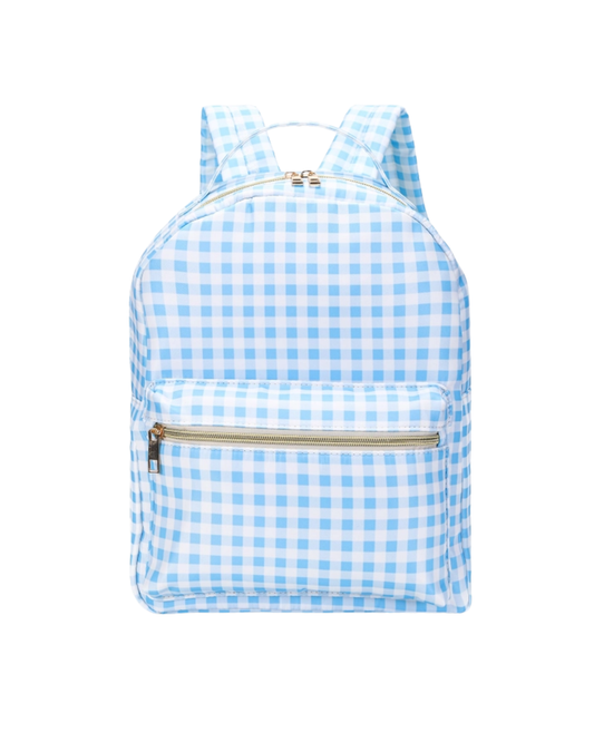 Sky Blue Plaid Ruffle Backpack