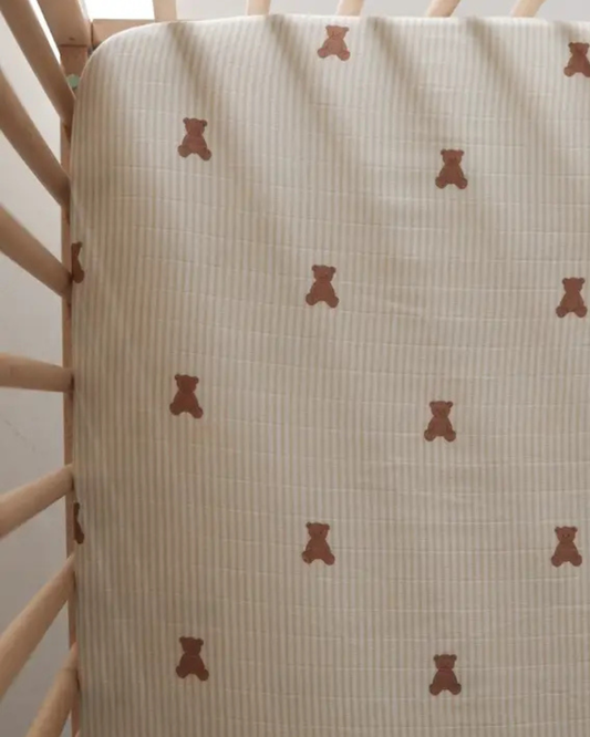 Teddy Muslin Crib Sheet