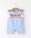 Load image into Gallery viewer, 4th Of July Flag Embroidered Smocking Romper
