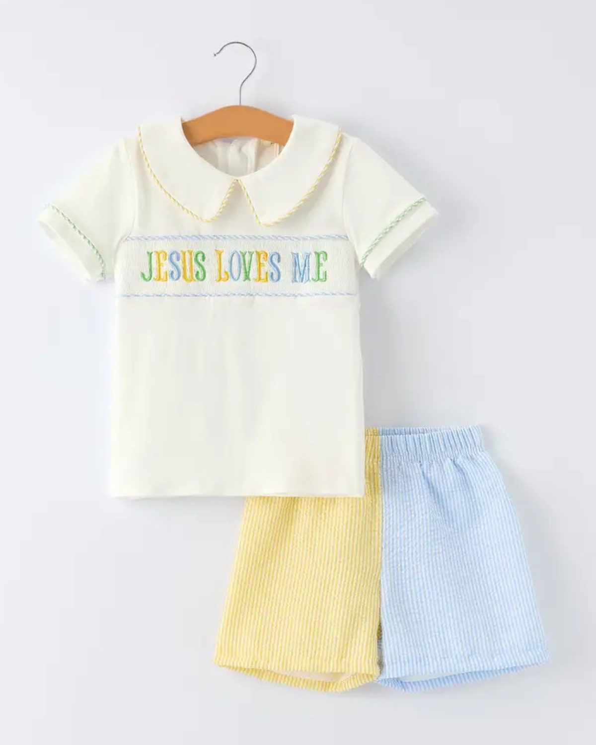 Jesus Loves Me Embroidered Boys Set