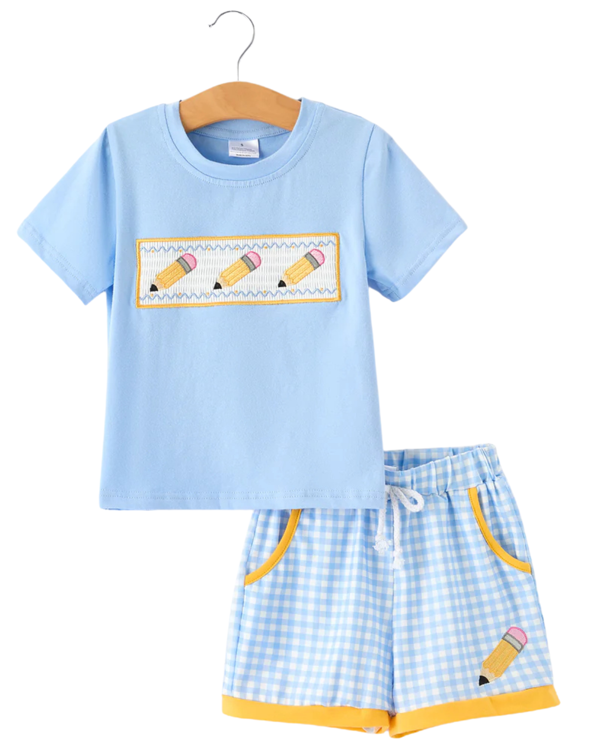 Back  To School Pencil Applique Shorts Set