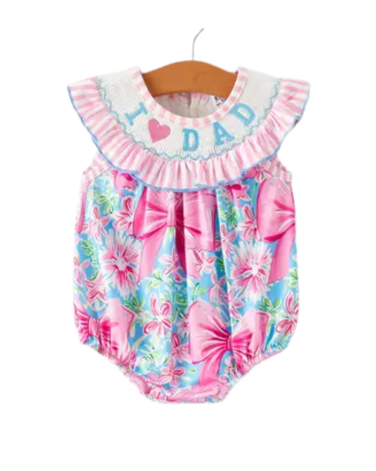 I <3 Dad Embroidery Smocked Romper