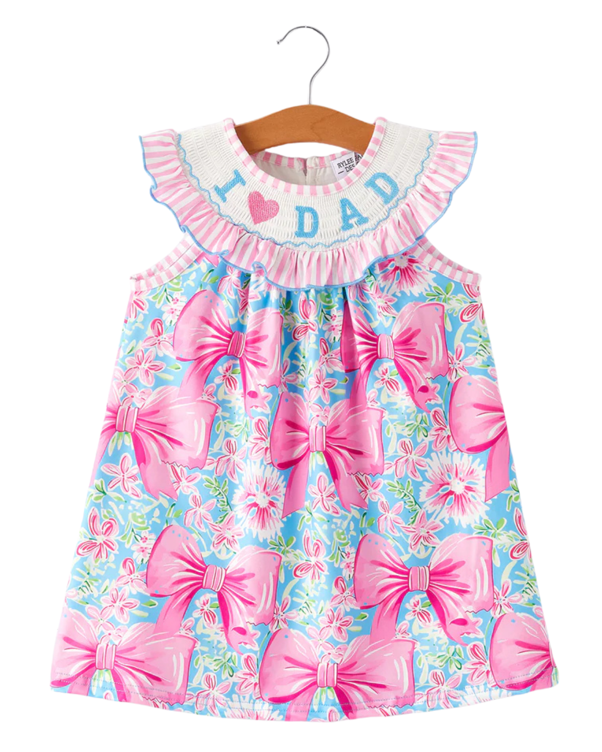 I <3 Dad Embroidery Smocked Dress