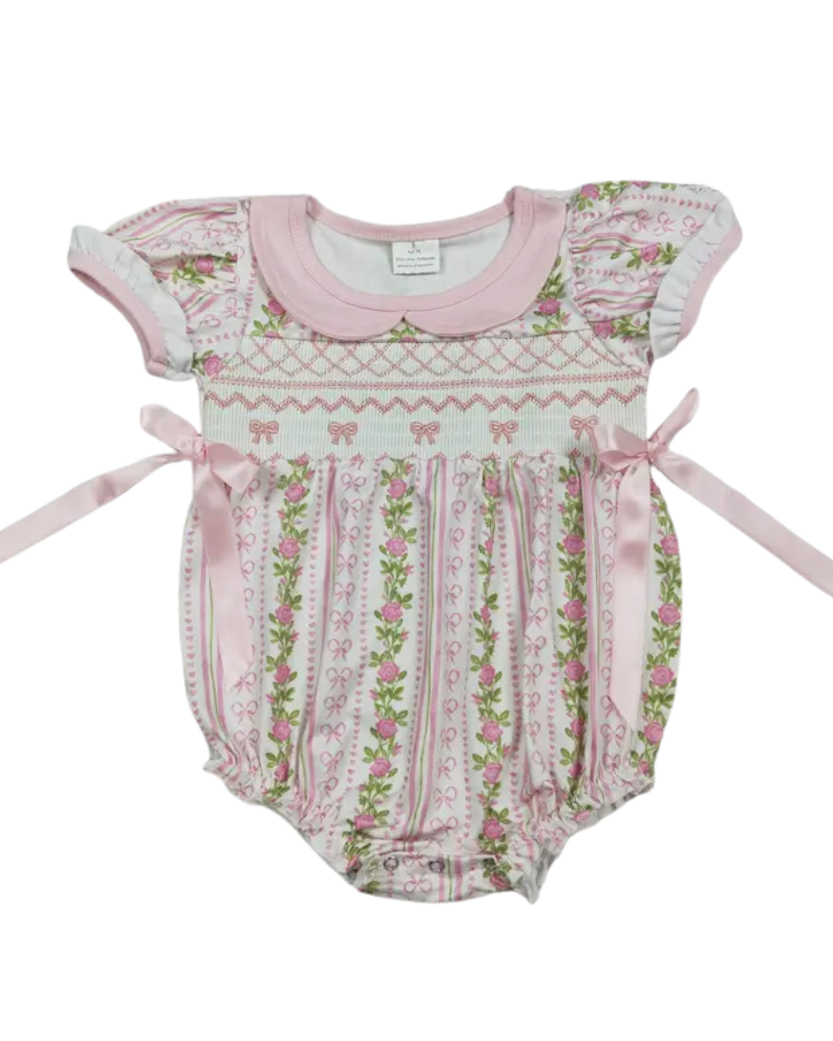 Flower & Bow Smocked Bubble