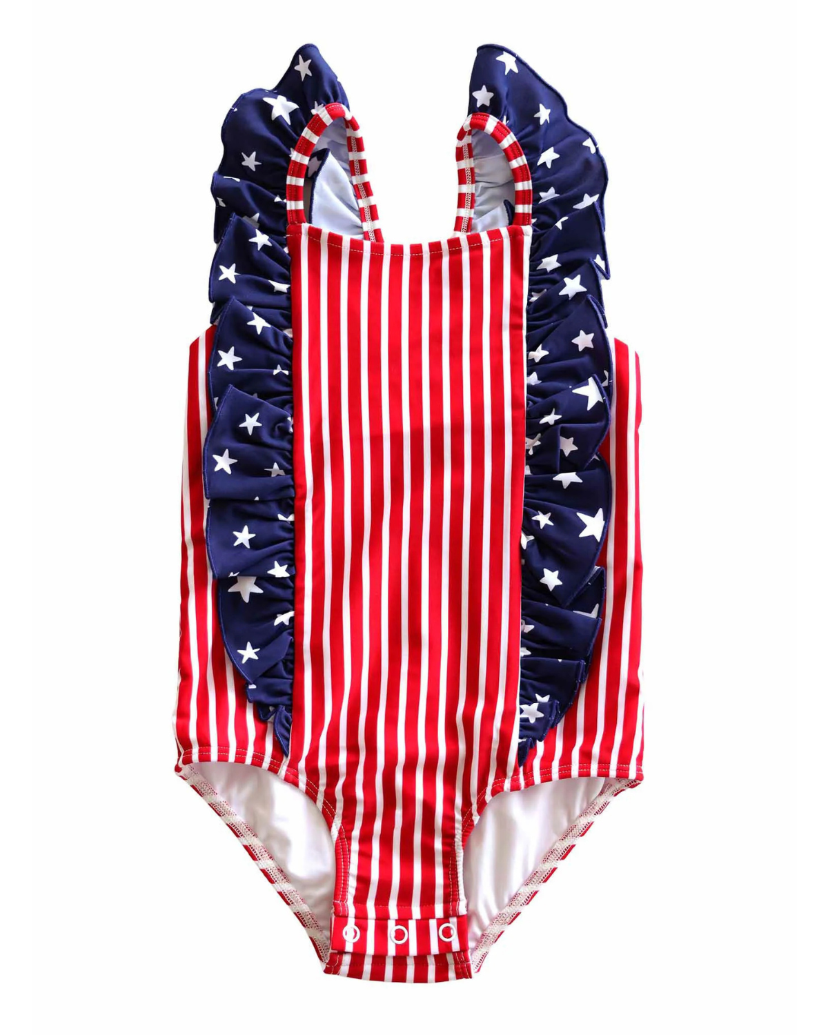 Stars & Stripes Double Ruffle Bow Back Swimsuit