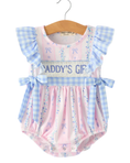 Load image into Gallery viewer, Daddy's Girl Smocked Plaid Bow Romper
