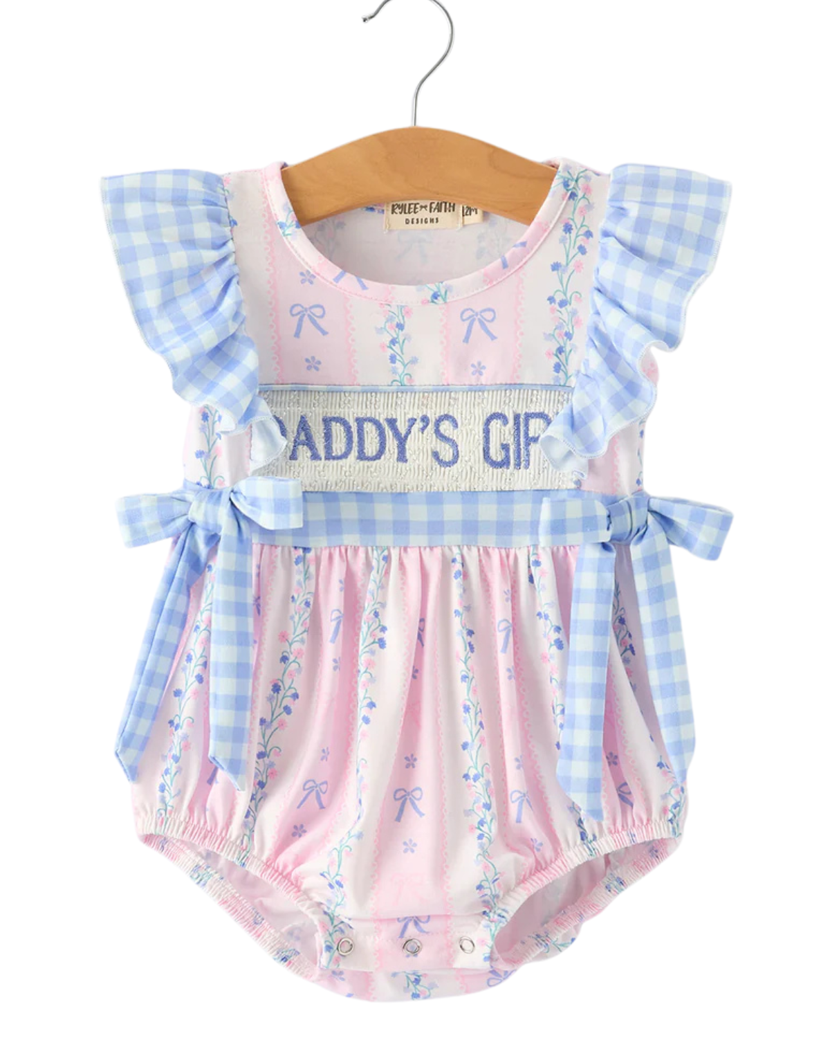 Daddy's Girl Smocked Plaid Bow Romper