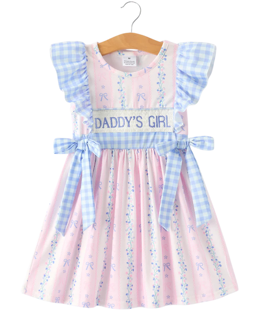 Daddy's Girl Smocked Plaid Bow Dress