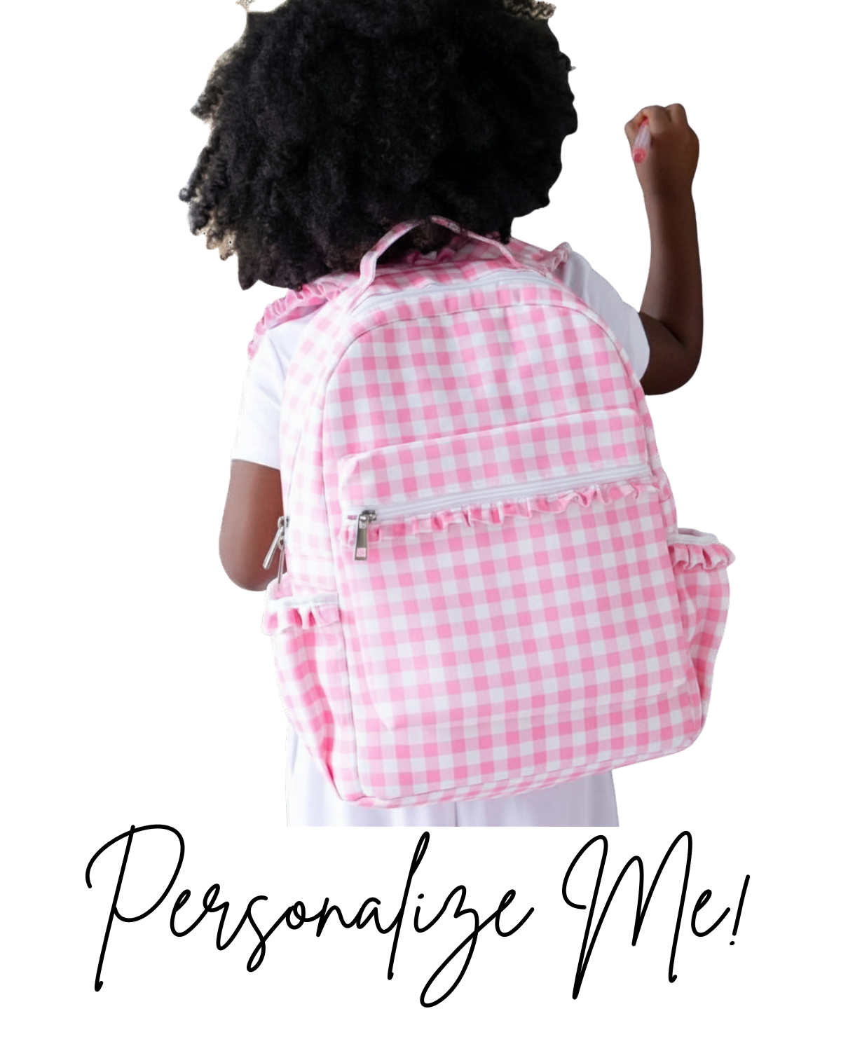 Ruffle Pink Gingham Backpack