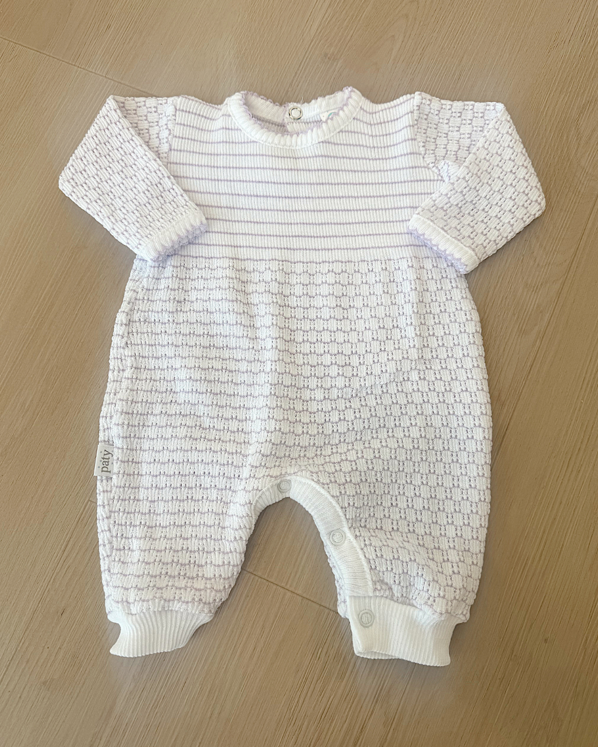 Paty  Lavender Knit Pinstripe Romper