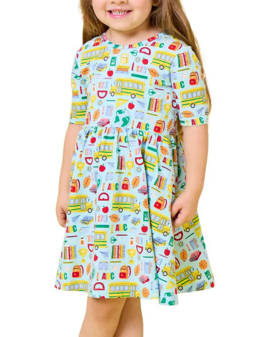Classroom Crew Short Sleeve Knit Twirl Dress