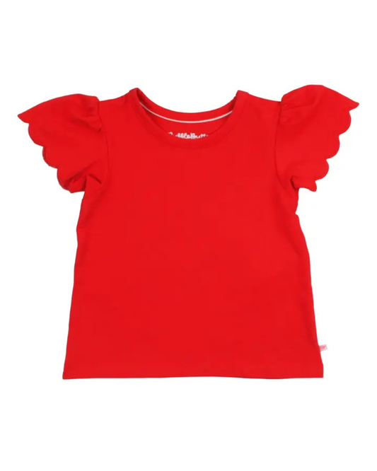 Knit Short Sleeve Scallop Top